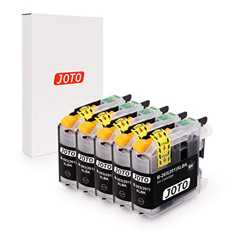 JOTO Compatible Ink Cartridge Replacement for Brother LC203XL LC203 XL LC201 MFC-J480DW MFC-J885DW MFC-J485DW MFC-J880DW MFC-J680DW MFC-J4420DW MFC-J4620DW (Black, 5 Pack, High Yield)