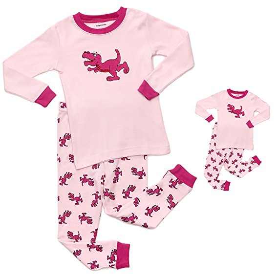 DinoDee Matching Girl & Doll Christmas 2 Piece Pajama 100% Cotton (2-10 Years)