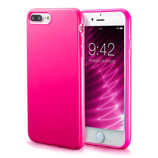 iPhone 7 Plus Case, technext020 Shockproof Ultra Slim Fit Silicone iPhone 7 Plus Cover TPU Soft Gel Rubber Cover Shock Resistance Protective Back Bumper for iPhone 7 Plus Pink