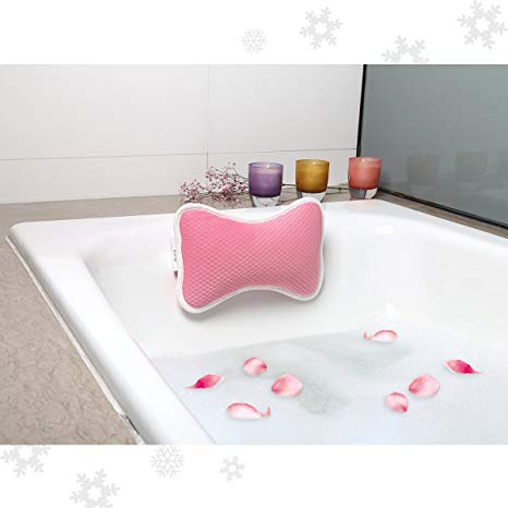 Bath Pillow Spa Pillow Anti Bacterial Luxurious Cushion, 2 Strong Suction Cups, Home Spa Non Slip Support for Bathtub,