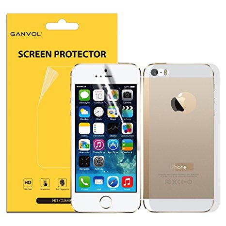 Ganvol iPhone SE 5 5S Screen Protectors, Pack of 3, Front and Back, Clear