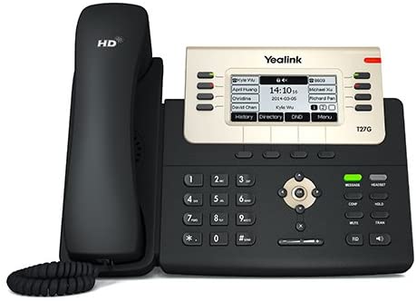 Yealink SIP-T27G IP Phone, 6 Lines. 3.66-Inch Graphical Display. USB 2.0, Dual-Port Gigabit Ethernet, 802.3af PoE, Power Adapter Not Included