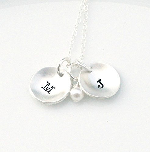 Initial Necklace - Hand Stamped Necklace - Personalized Jewelry - Cupped Initial DOUBLE Disc