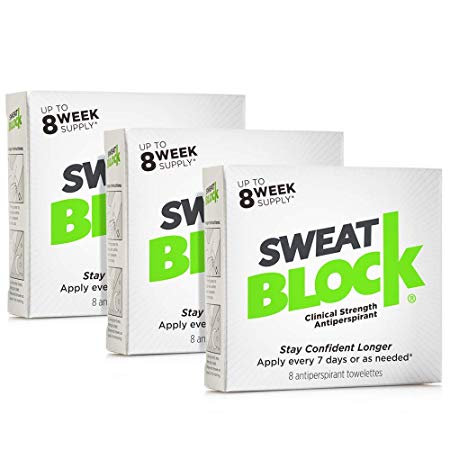 SweatBlock Antiperspirant (3 box deal) - Clinical Strength Antiperspirant for Hyperhidrosis - Reduce Underarm Sweat Up To 7-days per Use - Prescription Strength Sweat Wipe to Stop Excessive Sweating