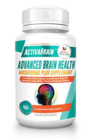 Activa Naturals Lions Mane Mushroom Supplement with Blend of Bacopa Monnieri, Alpha GPC, Ashwagandha and Reishi & Cordyceps Mushrooms for Brain Health Support
