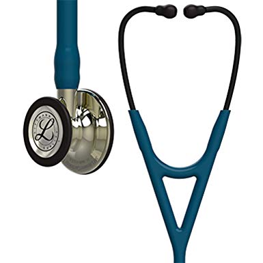 3M Littmann Cardiology IV Diagnostic Stethoscope, Champagne-Finish Chestpiece and Stem, Caribbean Blue Tube, Smoke Headset, 27 inch, 6190