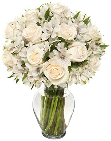 Benchmark Bouquets Elegance Roses and Alstroemeria, With Vase
