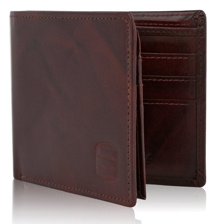 Suvelle Bifold Mens Genuine Leather RFID Wallets Slim Travel Wallet