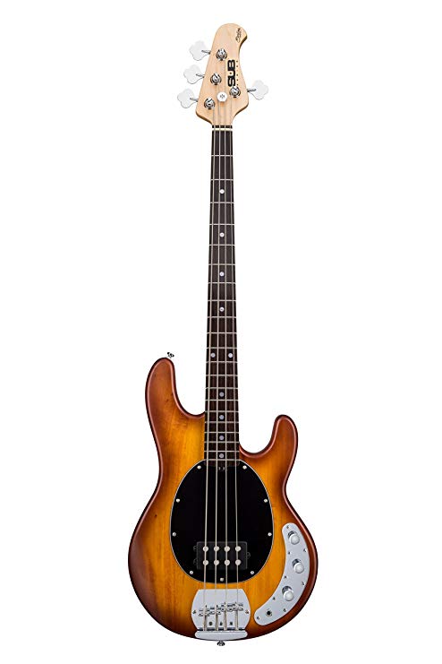 Sterling By MusicMan 4 String Sterling by Music Man S.U.B. Series Ray4 StingRay Bass, Honey Burst Satin, Right Handed (Ray4-HBS)