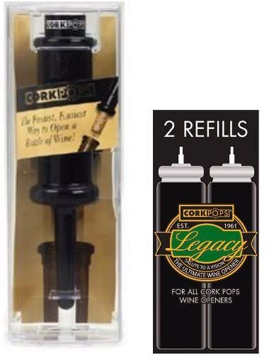 Cork Pops Wine Bottle Opener w/ Corkpops Replacement Cartridges (Box of 2)