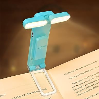 Vekkia 10 LED USB Rechargeable Book Light for Reading in Bed, Portable Clip-on LED Reading Light, Bookmark Lamp with 3 Colors & 5 Brightness, Perfect for Book Lovers, Kids