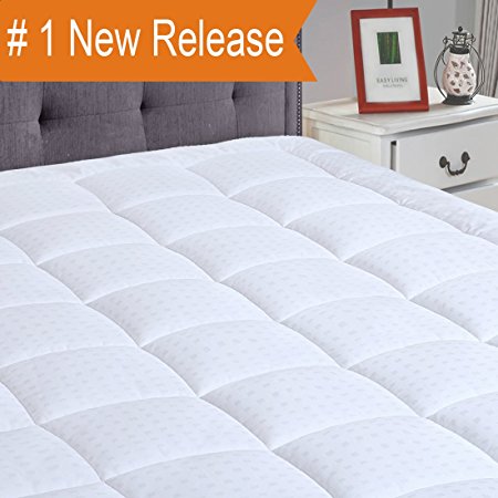 Fitted Quilted Mattress Pad Cover(8-21”Deep Pocket)-Hypoallergenic Cotton Down Alternative Mattress Topper Twin
