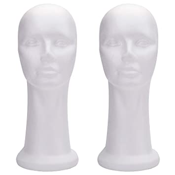 Foraineam 2 Pack 15 Inch Styrofoam Head Female Foam Wig Head Mannequin Manikin Cosmetics Model Head Women’s Wigs Display Glasses Hats Hairpieces Stand