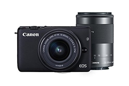 Canon EOS M10 with EF-M 15-45mm f/3.5-6.3 and EF-M 55-200mm f/4.5-6.3 Image Stabilization STM Lenses (Black)