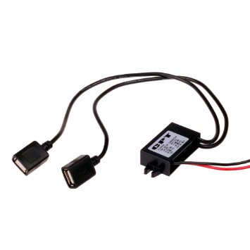 Generic Car DC 12V- 5V Inverter Dual USB Female Hard Wired Charger for GPS Tablet Phone