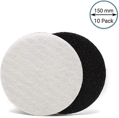 GP11010 Felt Polishing Pad Set for Polishing Glass, Plastic, Metal, Marble/Diameter 6 inch/Pack of 10 Pads