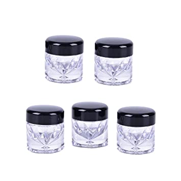 5Pcs Loose Powder Container 3ml Empty Plastic Mini Makeup Sample Pots Eyeshow Powder Box Blusher Bottles Concealer Powder Sifter Jar with 12 Holes and Screw Lids