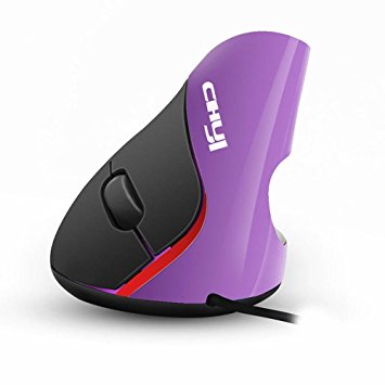 CHUYI Ergonomic Vertical Wired Mouse 1600 DPI 5 Buttons Optical Wired Mouse Office and Gaming Mouse with a 4.49 Feet Cord for PC Computer Laptop Notebook For Right Hand (Purple)