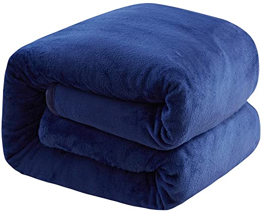 Yi Erman Fleece Blanket, Soft Microfiber Flannel Blanket, Fleece Throw Blanket for All Season,Queen Size(Dark Blue)