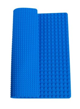 Premium 15quot x 15quot Double Sided Silicone Baseplate Mat - Blue Roll Up Base Plate with Large and Small Pegs - Compatible with LEGO and DUPLO