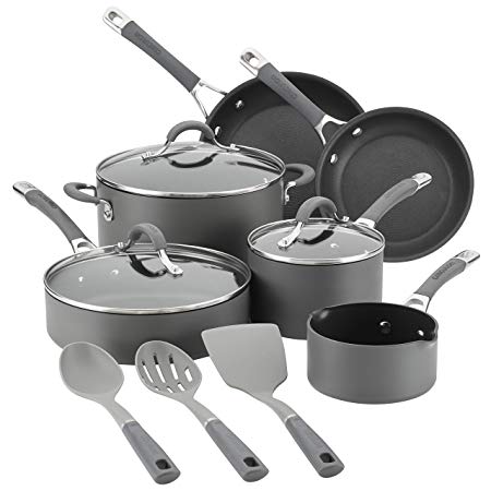 Circulon 83914 Radiance Hard Anodized Nonstick Cookware Pots and Pans Set, 9 Piece, Gray