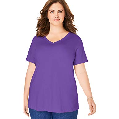 Woman Within Women's Plus Size Perfect V-Neck Tee