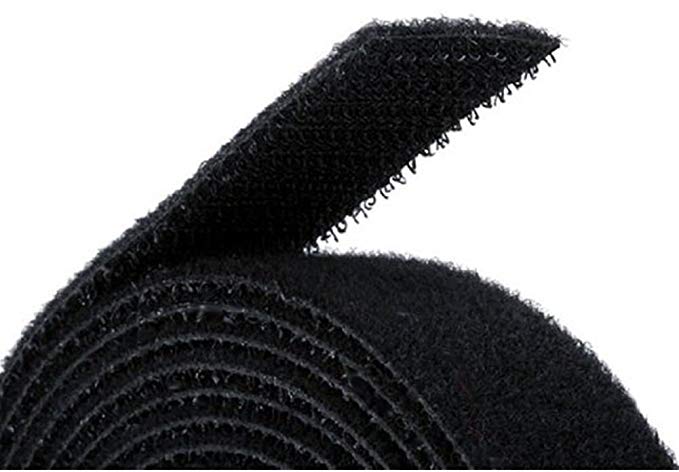 Reusable Hook & Loop Strong Grip Fastener Roll with Soft Touch Microfiber Velour 2" x 16' (2" Wide, 16 Feet Long) - Black