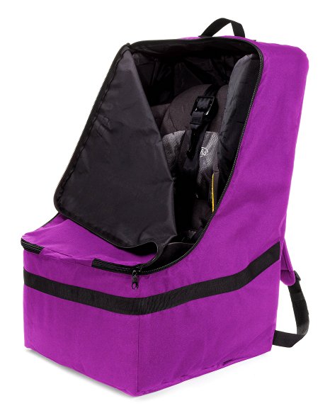 ZOHZO Car Seat Travel Bag - Adjustable, Padded Backpack for Car Seats - Car Seat Travel Tote - Save Money, Make Traveling Easier - Compatible with Most Name Brand Car Seats (Purple)
