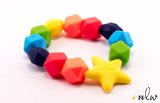 Baby Teether - Rainbow Charm Teething Ring - Organic Food Grade Silicone - BPA-Free - Latex Free 9829