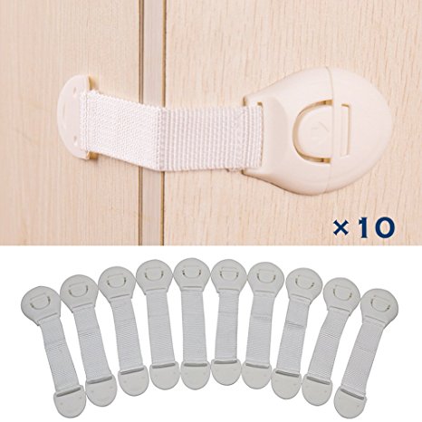 ZesGood Adjustable Child Safety Locks for Baby Proofing Doors, Cabinets, Drawers, Fridge, Toilets & More, 10 Pack