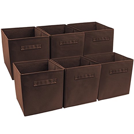 Sorbus Foldable Storage Cube Basket Bin (6 Pack, Chocolate)