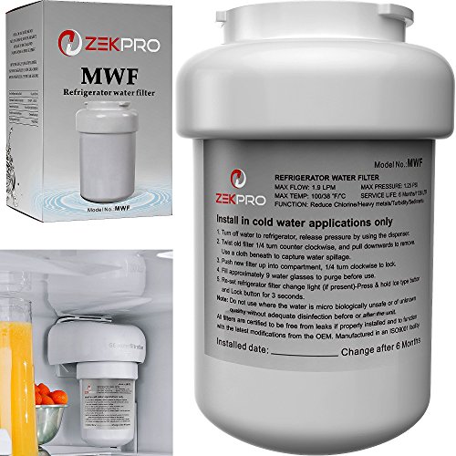 ZekPro Ge Refrigerator Water Filter MWF [Multi-Compatible] - Premium Quality Smartwater Replacement Cartridges Compatible GE , MWFA, GWF, GWF01, GWFA, and GWF06 -Best Refrigerator Water Filter [White]