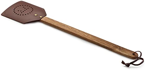 Outset 76616 Acacia and Leather Fly Swatter, 17.5", Wood