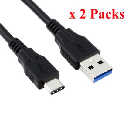2-Pack Type A USB 3.0 Male to Micro USB 3.1 Type C Male Data Cable for Google Nexus 6p 5x, ChromeBook Pixel, Lumia 950, New Macbook, Nokia N1 Tablet and most Type-C supported Devices - [Black]