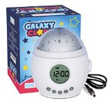 Galaxy Clock by MomKnows Soothing Night Sky Star Projector Music Player With Nature Sounds Auto Shut Off And Volume Control Mood Starry Light Lamp Ideal For Kids And Baby