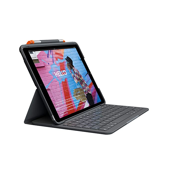 Logitech Slim Folio Integrated Keyboard Case with Bluetooth for iPad 7th Generation-10.2" Inch (Model: A2197,A2198 & A2200)