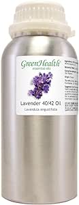 Lavender 40-42 Essential Oil – 16 fl oz (473 ml) Aluminum Bottle w/Plug Cap – 100% Pure Essential Oil – GreenHealth