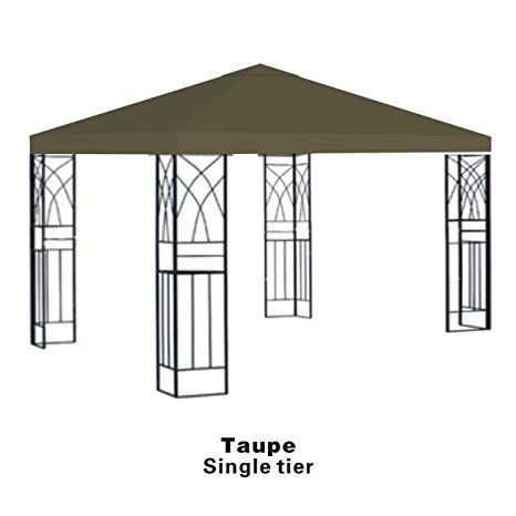 STRONG CAMEL Replacement 10'X10' gazebo canopy top patio cover sunshade plyester single tier -TAUPE