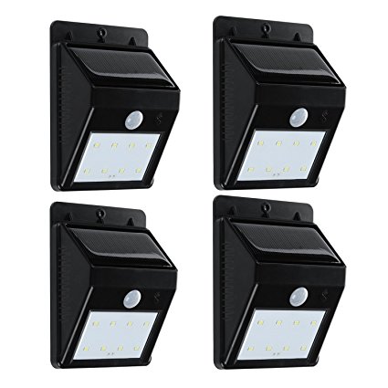 Solar Light, Turata Led Wireless Waterproof Security Motion Sensor Spotlight for Garden Outdoor Fence Patio Deck Yard Home Driveway Outside Wall Pool Hallway (4 PACK)