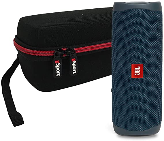 JBL FLIP 5 Portable Speaker IPX7 Waterproof On-The-Go Bundle with gSport Deluxe Hardshell Case (Blue)