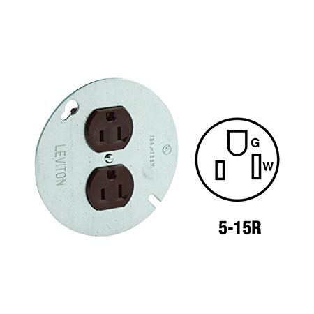 Leviton 5042 15 Amp, 125 Volt, Duplex Receptacle On 4-Inch Cover, Zinc Plated Steel