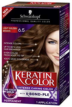 Schwarzkopf Keratin Color Anti-Age Hair Color Cream, 6.5 Light Golden Brown (Packaging May Vary)