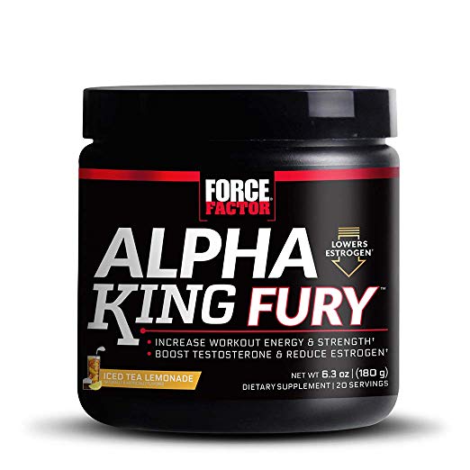 Force Factor Alpha King Fury Drink Powder with AlphaFen, CarnoSyn, and L-Citrulline to Boost Testosterone, Reduce Estrogen, and Improve Physical Performance, 20 Servings