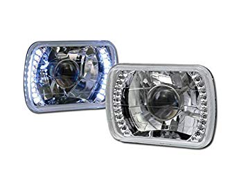 HS Power Universal 7X6 Chrome DRL White LED Sealed Beam Projector Head Lights LAMP H4 CA1