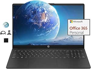 HP Flagship 15.6 HD Student Laptop Computer, Intel Quad-Core Pentium N200 (Beat i5-8250U), 16GB RAM, 128GB SSD, 1 Year Microsoft Office 365, Win 11,WiFi, Webcam, Fast Charge, HDMI, 4in1 Accessory