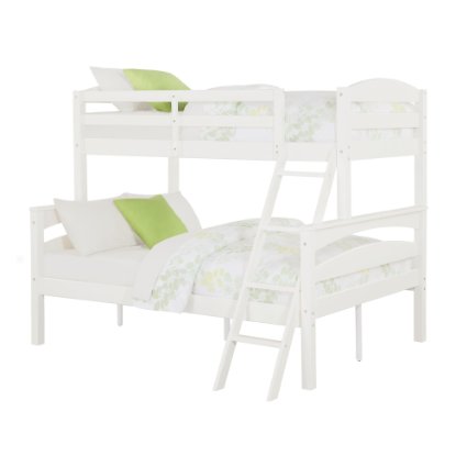 Dorel Living Brady Twin over Full Solid Wood Kid's Bunk Bed with Ladder, White - Color: White - Size: Full