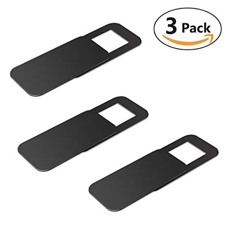 JDWNF 3 Pack Black Webcam Cover, Web Camera Cover Slide for Laptop, Desktop, PC, MacBook Pro, iMac, Mac Mini, Computer, Smartphone, Protecting Privacy and Security