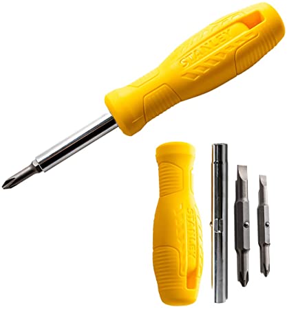 STANLEY 6-IN-1 QUICK CHANGE INTERCHANGEABLE SCREWDRIVER SETS - COMBINATION MULTI BIT SCREWDRIVER WITH PHILLIPS, SLOTTED BITS AND NUT DRIVER