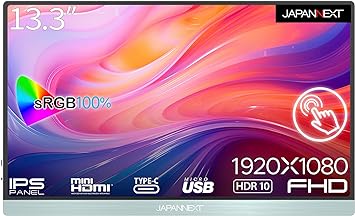 JAPANNEXT 13.3インチ タッチパネル搭載 フルHD(1920x1080) モバイルモニター JN-MD-i133FHDR-T USB Type-C miniHDMI sRGB100% USB OTG対応 スマートケース付き