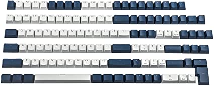 PBT Double Shot Shine Through ANSI ISO Blue White Keycap for MX Mechanical Keyboard KBD75 68 61 87 104 Keychron K2 K6(Only Keycap)